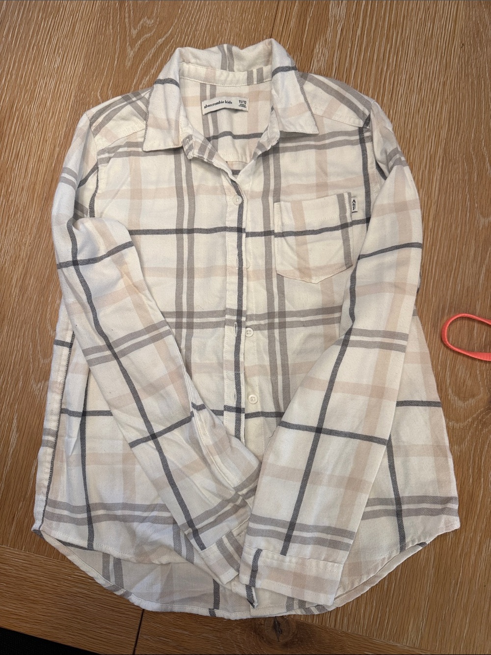 Abercrombie & Fitch Men's Cream, Gray and Tan Plaid Button-Down Shirt